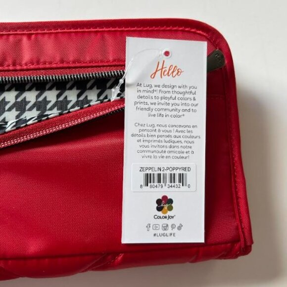 Lug Zeppelin 2 RFID Wristlet Wallet Poppy Red with Houndstooth Interior - Picture 11 of 11